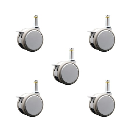 Service Caster 2.375 Inch MRI Safe Casters with Brakes, 7/16 Grip Ring Stem, Set of 5, SCC, 5PK SCC-GR02S60-TPR-GRY-B-716138-MRI-5